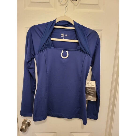 Indianapolis Colts All Sport Couture Long Sleeve Shirt with Mesh Collar Size M - Picture 2 of 4